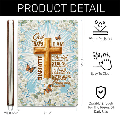 God Says I Am - Personalized Leather Cover Notebook GMJSNB200031