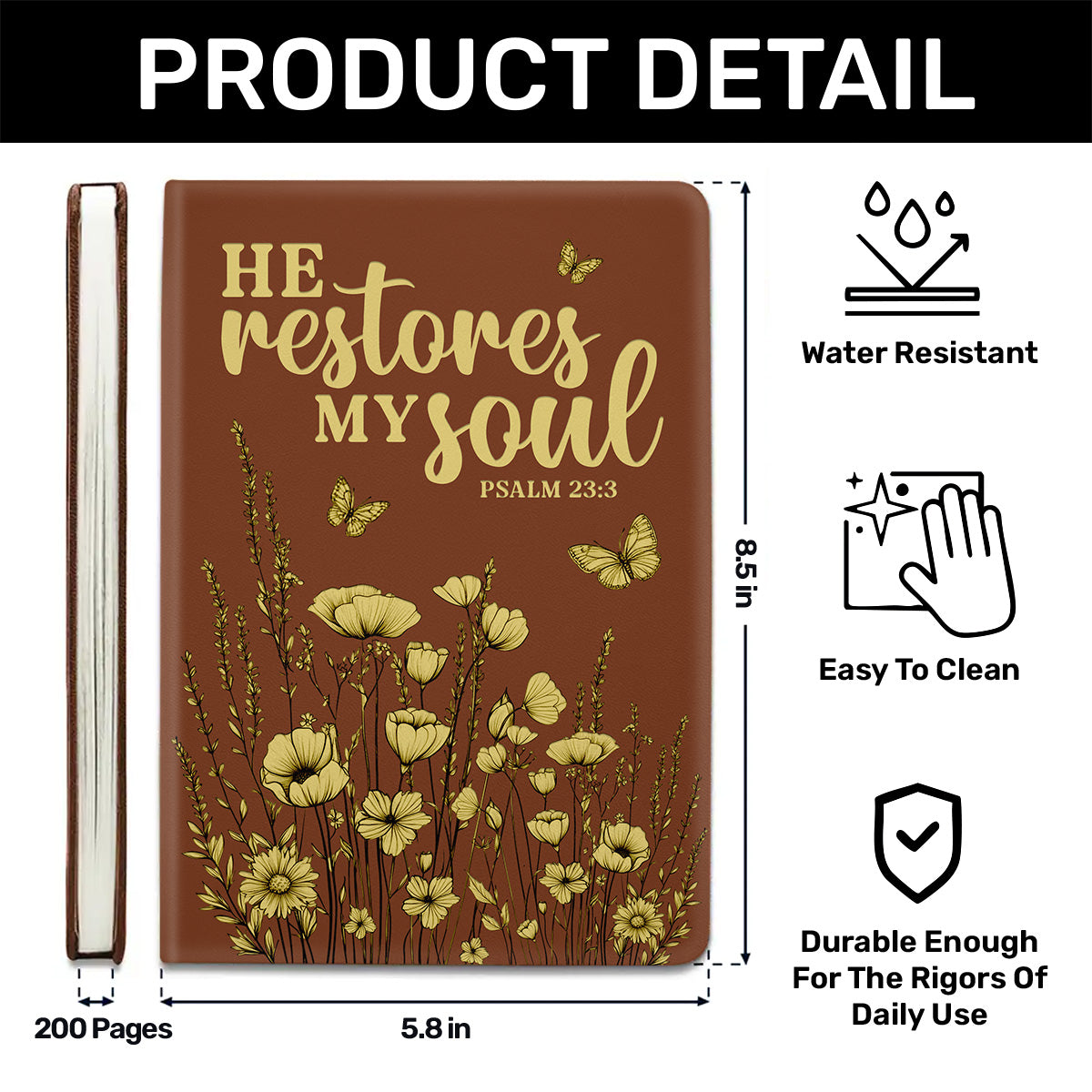 He Restores My Soul - Leather Cover Notebook GMJSNB200100
