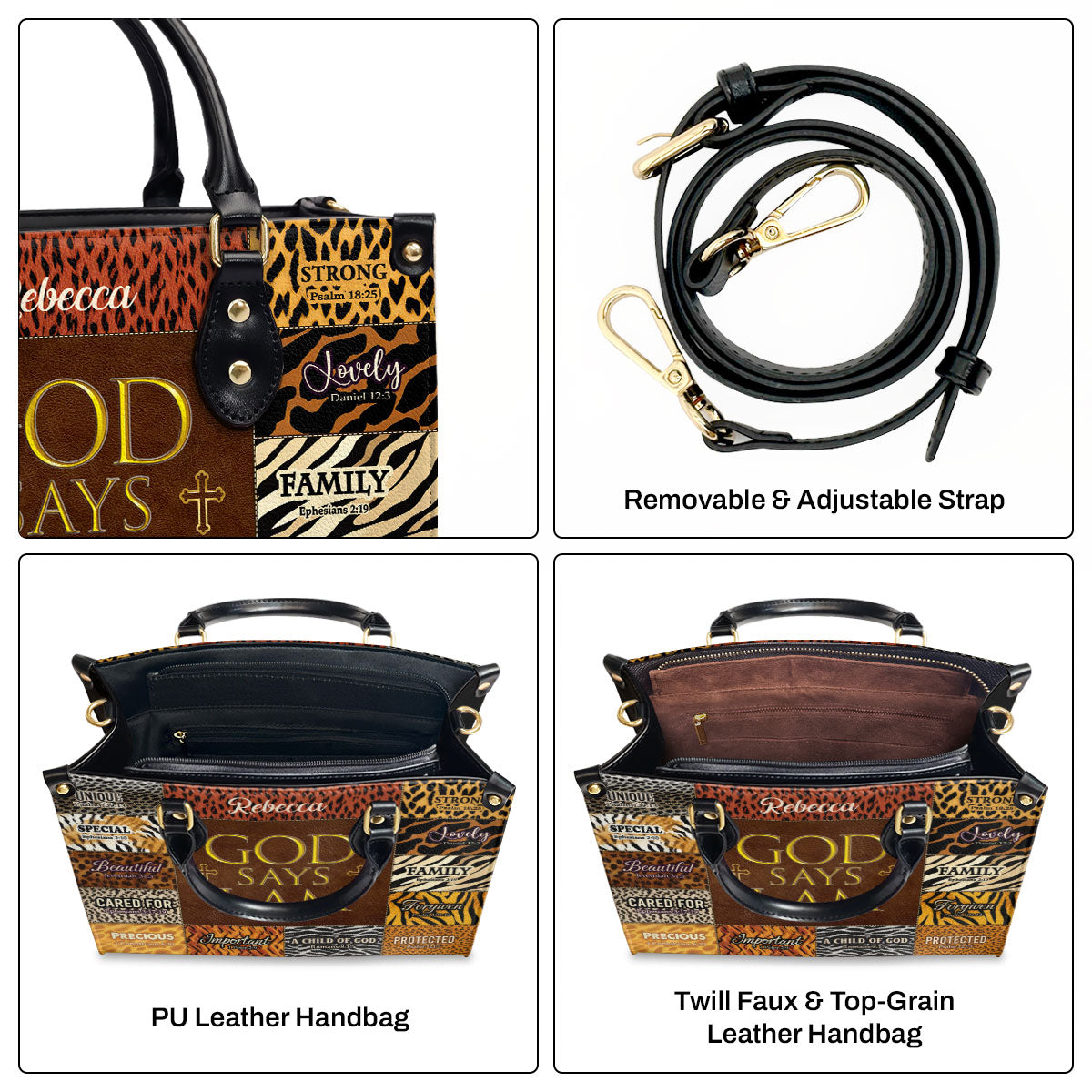 God Says I Am Unique - Personalized Leather Handbag GMJSLB200011