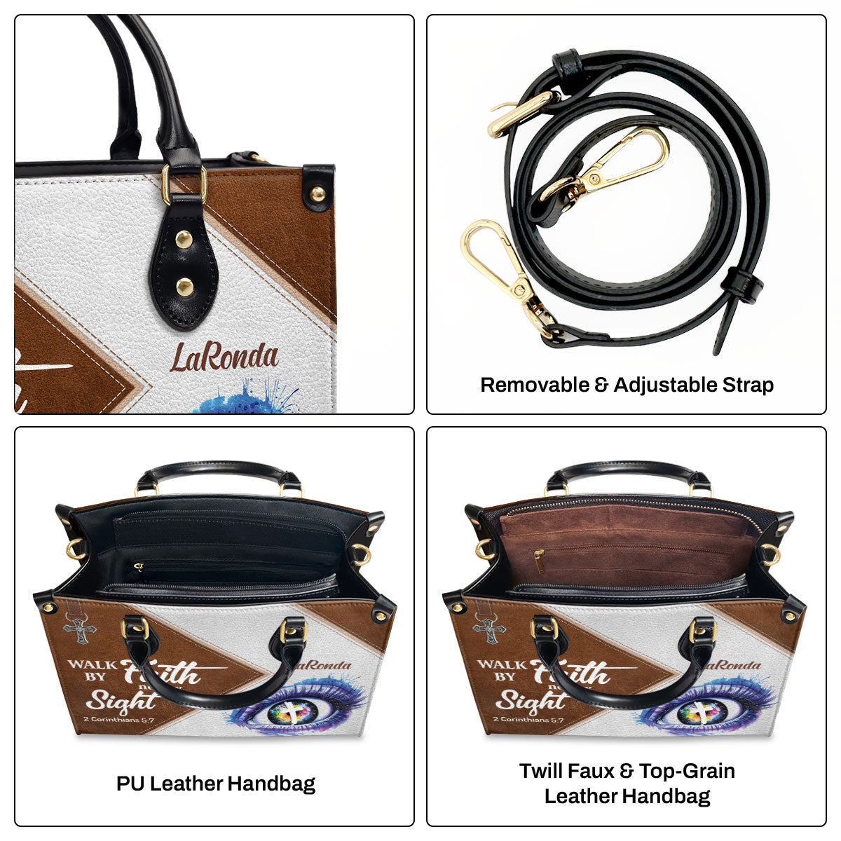 Walk By Faith, Not By Sight - Personalized Leather Handbag GMJSLB200091