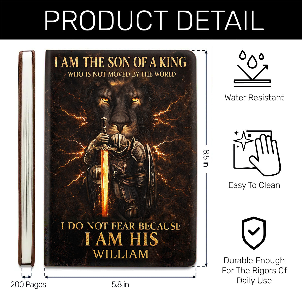 I Am The Son Of A King - Personalized Leather Cover Notebook GMJSNB200013