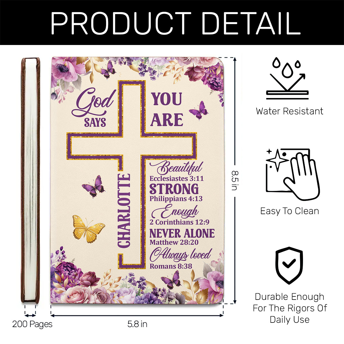 God Says I Am - Personalized Leather Cover Notebook GMJSNB200032