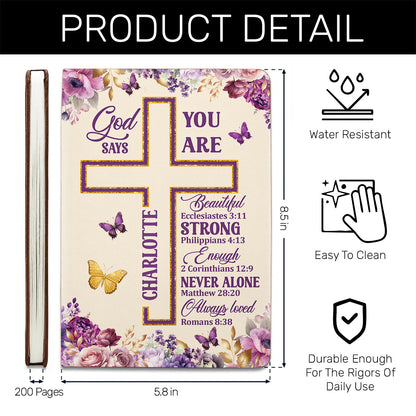 God Says I Am - Personalized Leather Cover Notebook GMJSNB200032