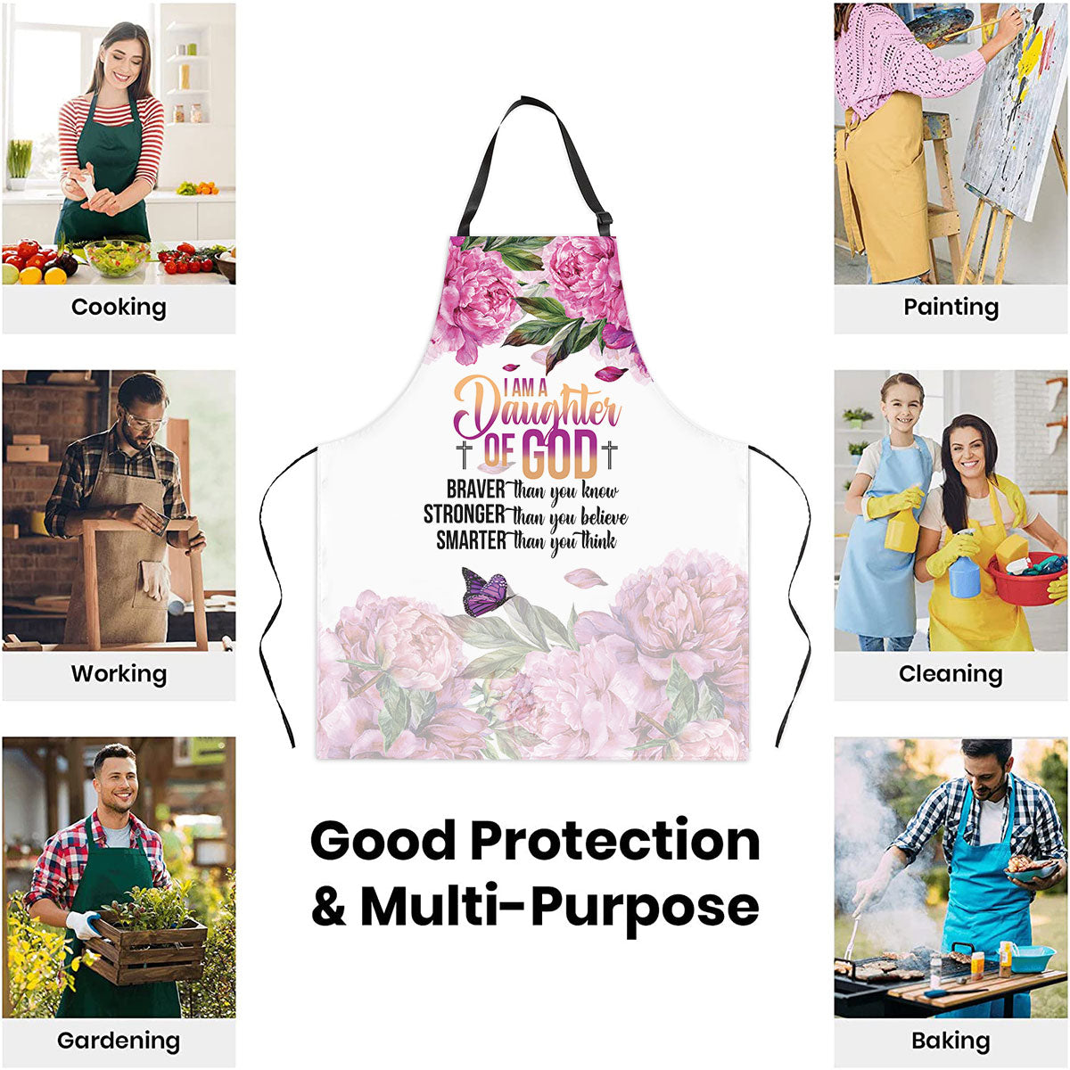 I Am A Daughter Of God - Apron With Tie Back Floral