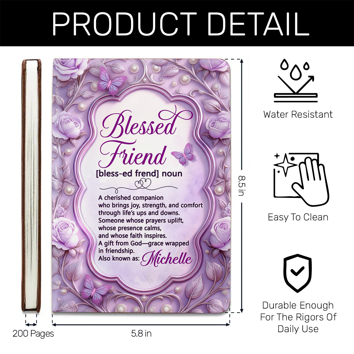Blessed Friend - Personalized Leather Notebook GMJSNB200034