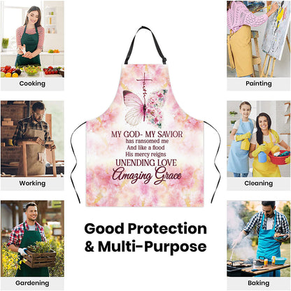 My God My Savior - Floral Apron with Faith Design - Gift for Christian Woman