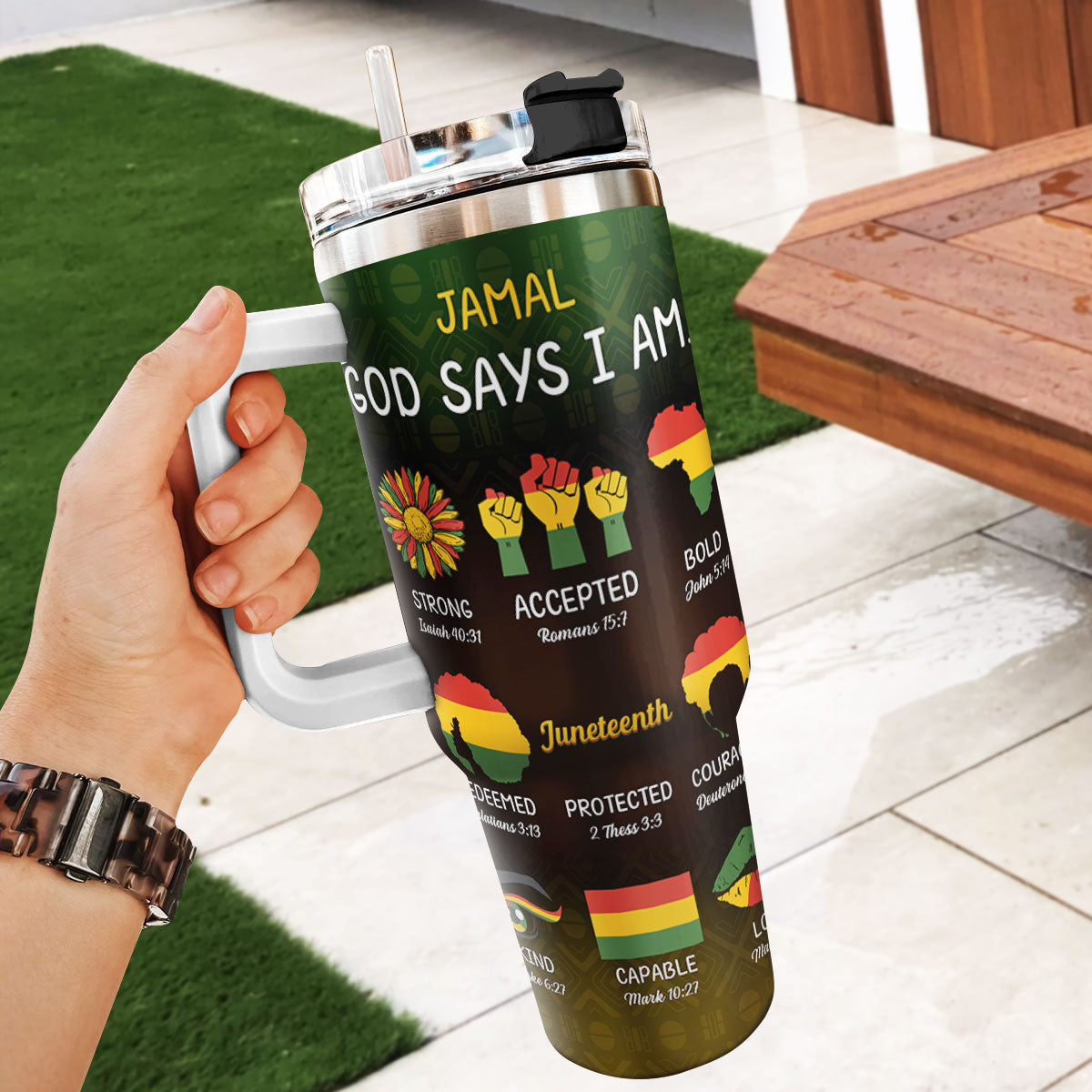 God Says I Am - Personalized Stainless Steel Tumbler