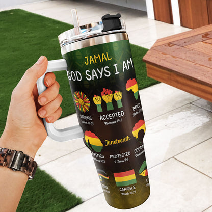 God Says I Am - Personalized Stainless Steel Tumbler