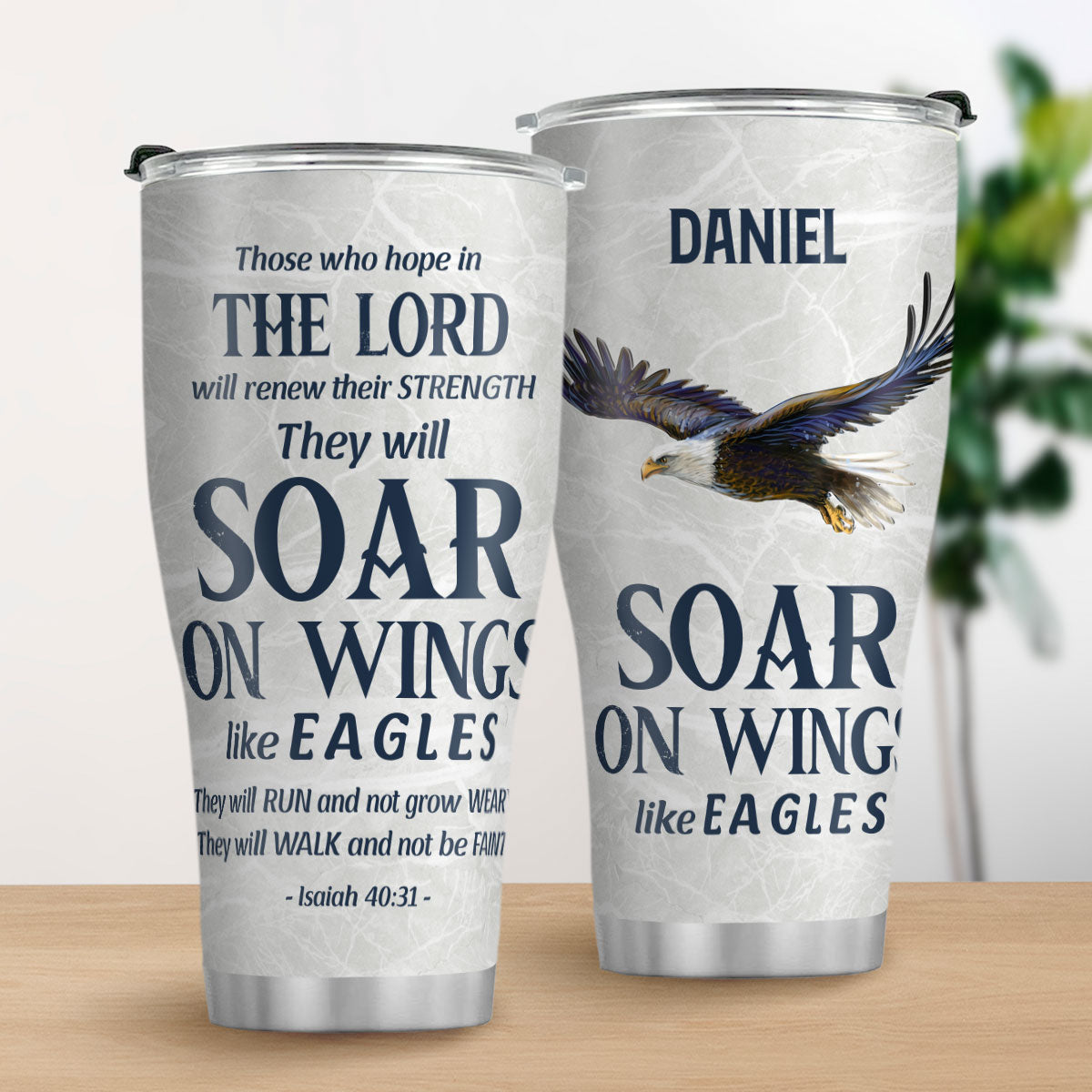 Isaiah 40:31 Soar Like Eagles - Personalized Stainless Steel Tumbler