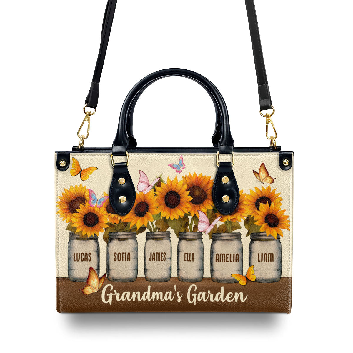 Grandma's Garden - Personalized Leather Handbag GMJSLB200031