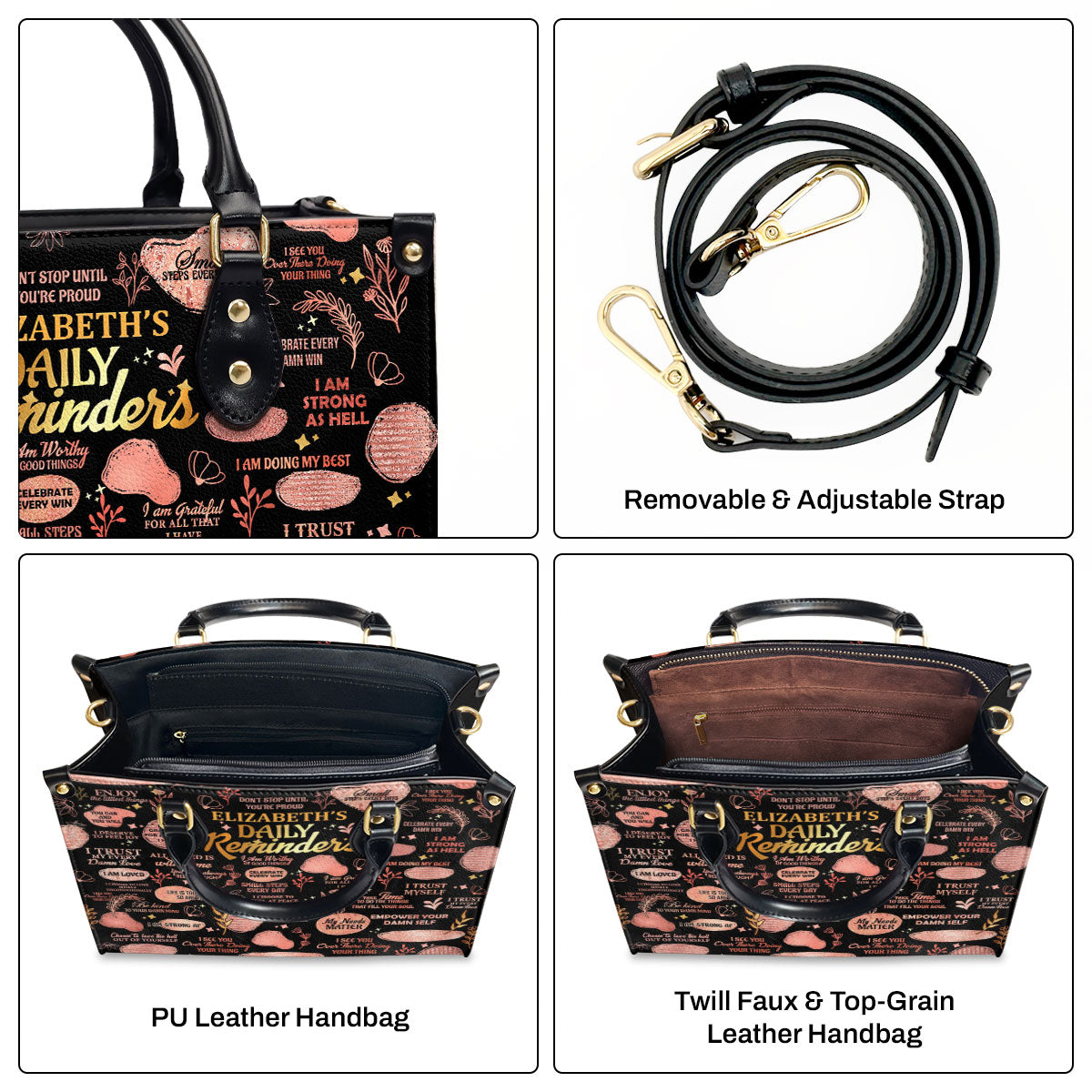 Daily Reminders - Personalized Leather Handbag GMJSLB200023