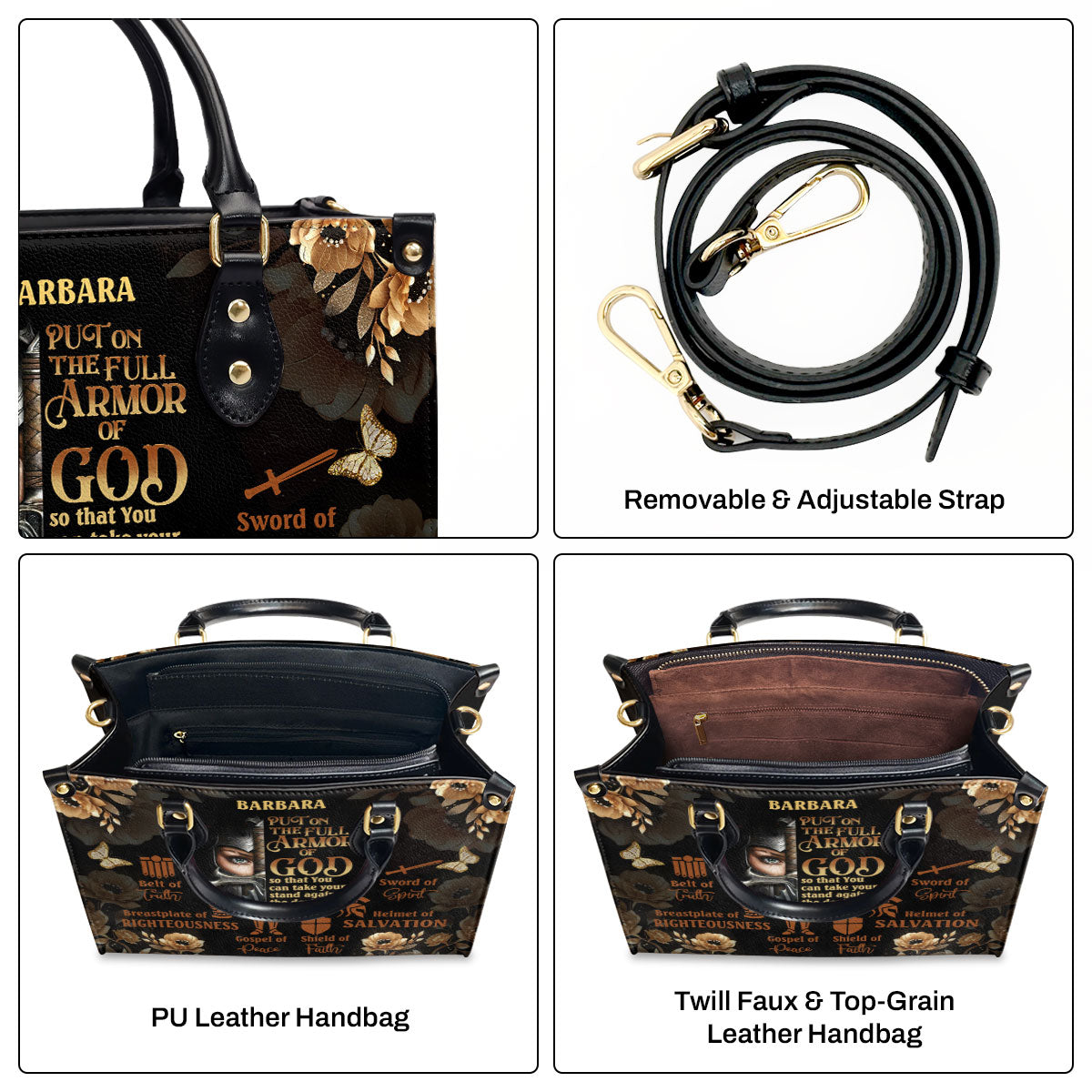 Armor Of God Inspirational - Personalized Leather Handbag GMJSLB200020
