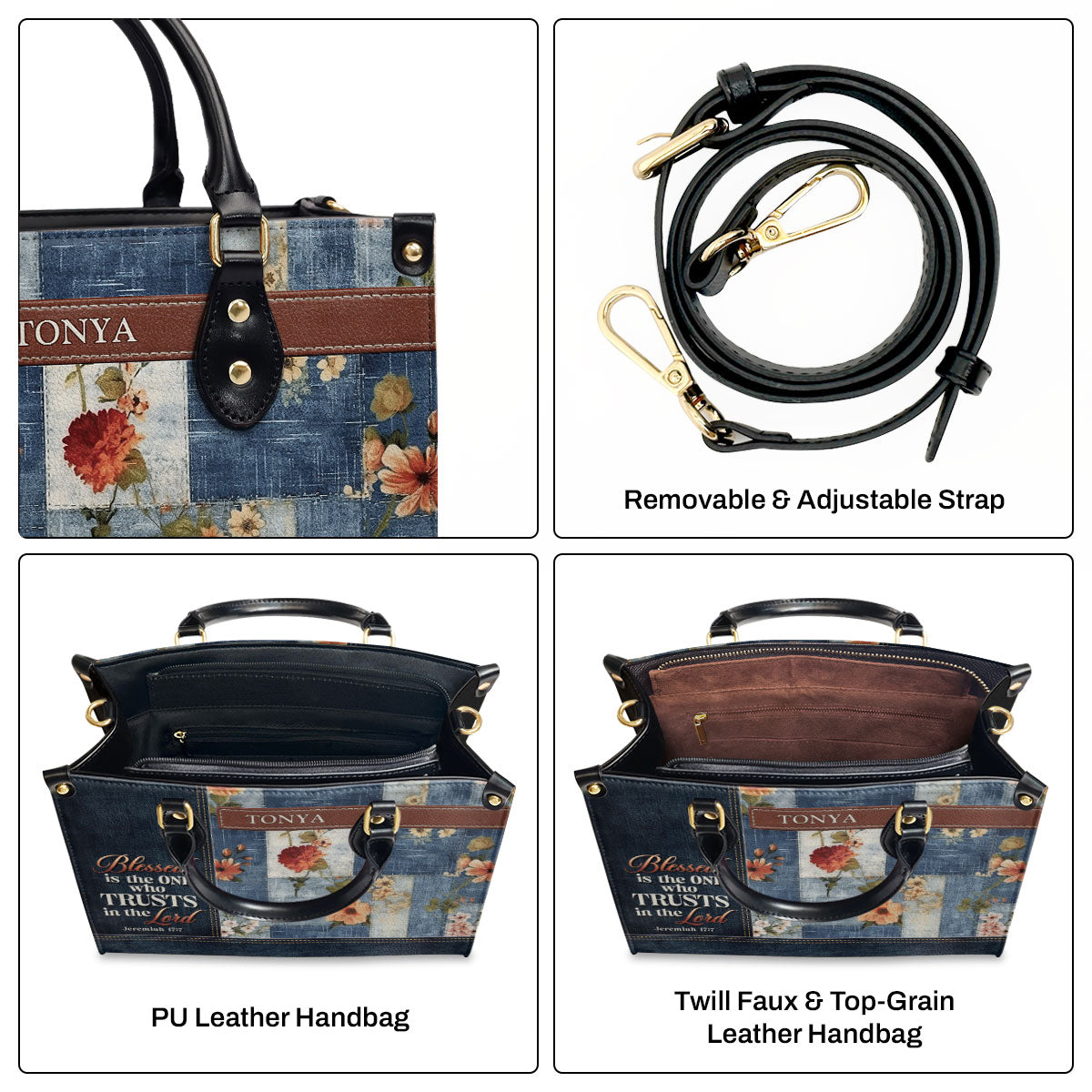 Blessed Is The One Who Trusts - Personalized Leather Handbag GMJSLB200029