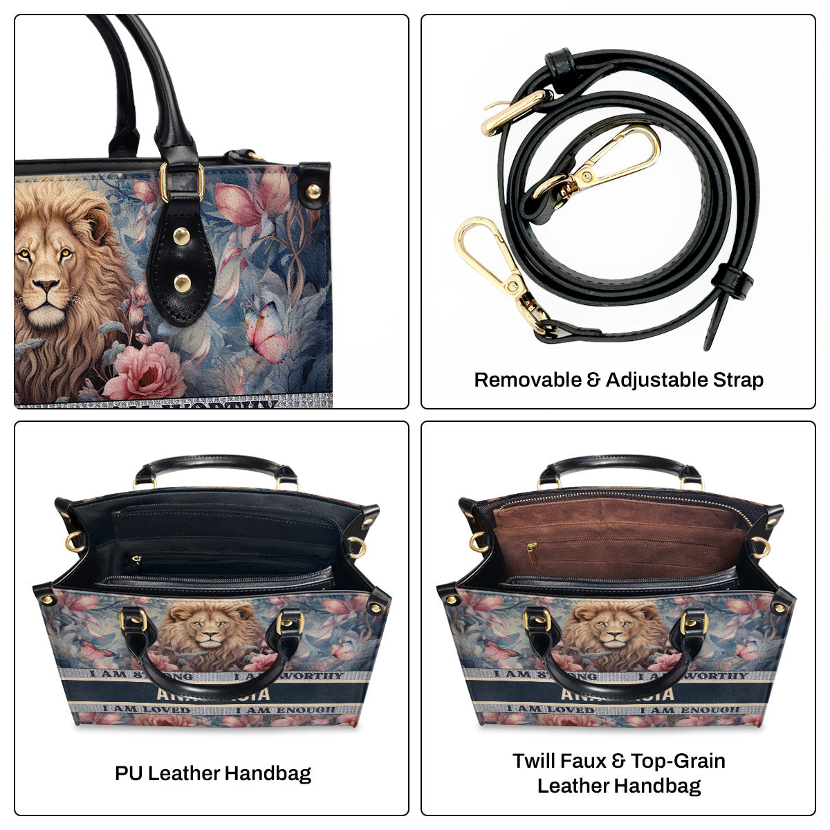 I Am Strong - Personalized Leather Handbag - Gift for Women GMJSLB200016