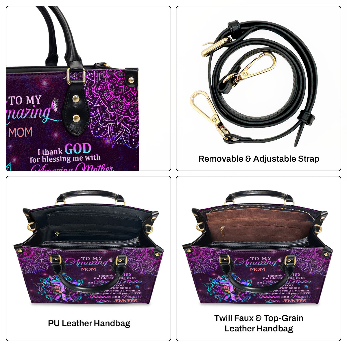 To My Mom - Personalized Leather Handbag - Christian Gift GMJSLB200013