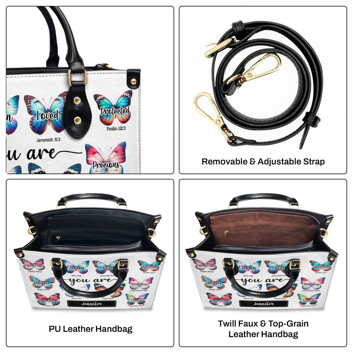 Inspirational Butterfly Design - Personalized Leather Handbag GMJSLB200024