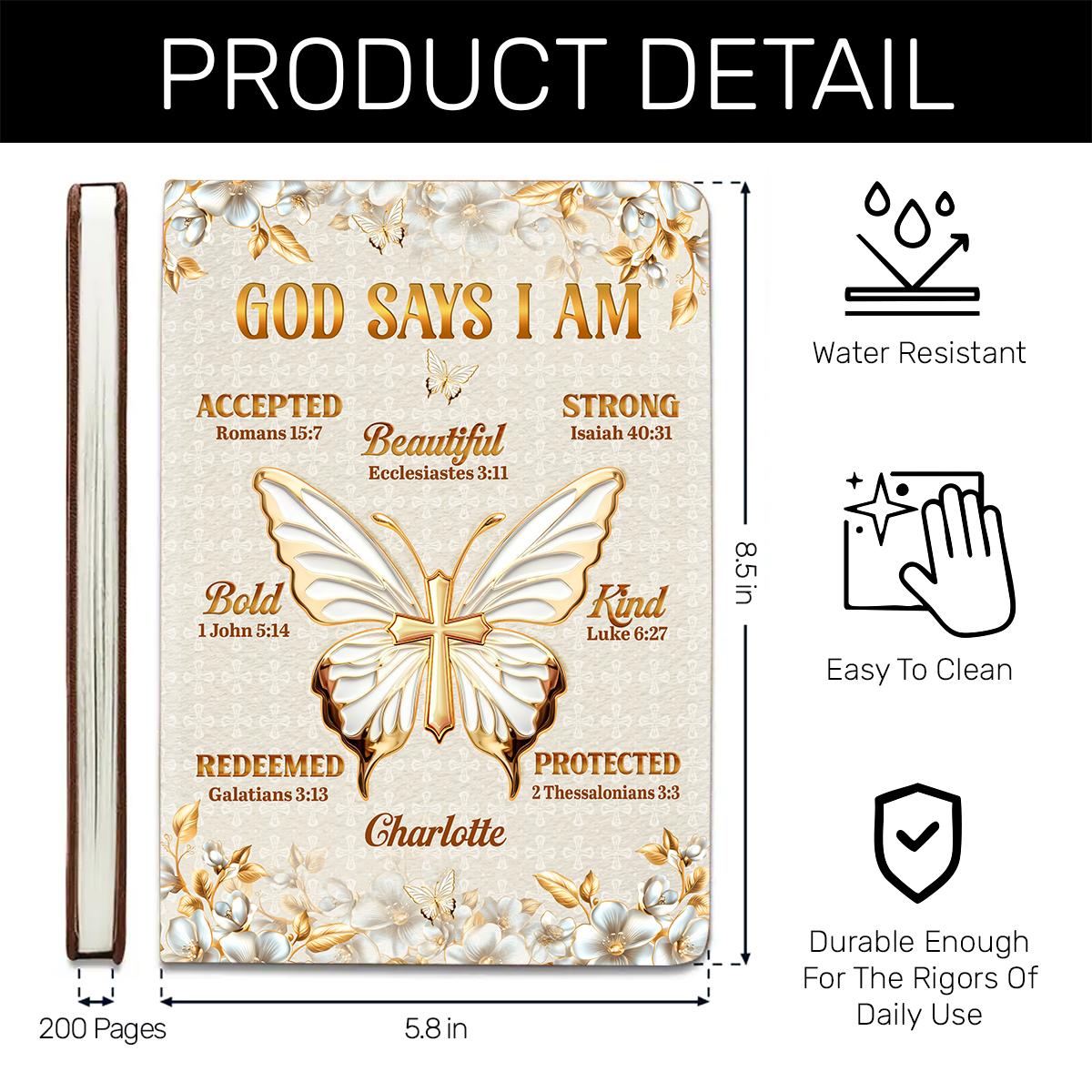 God Says I Am - Personalized Leather Cover Notebook GMJSNB200026