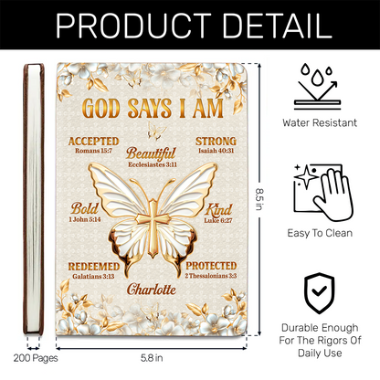 God Says I Am - Personalized Leather Cover Notebook GMJSNB200026