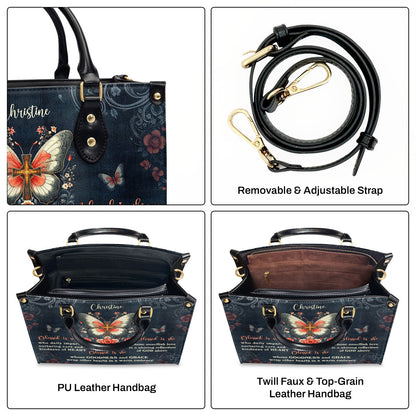 Blessed Is She - Personalized Leather Handbag - Christian Faith Floral Design GMJSLB200018
