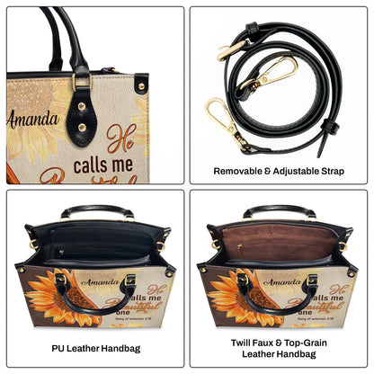 He Calls Me Beautiful One - Personalized Leather Handbag GMJSLB200081