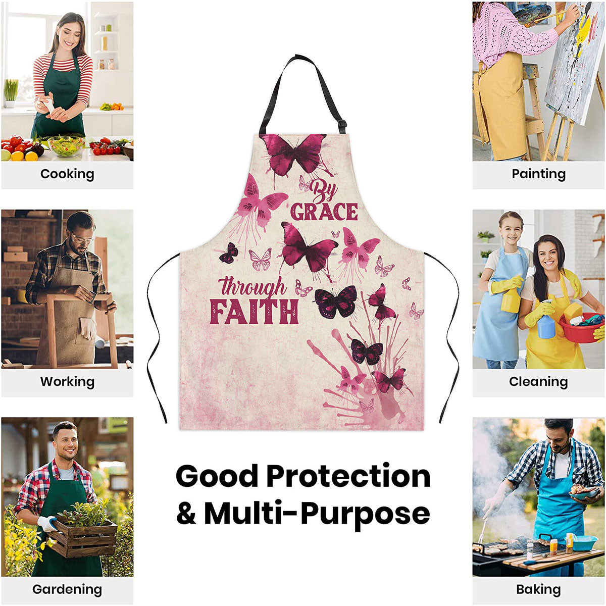 By Grace Through Faith - Butterfly Apron - Personalized Kitchen Accessory
