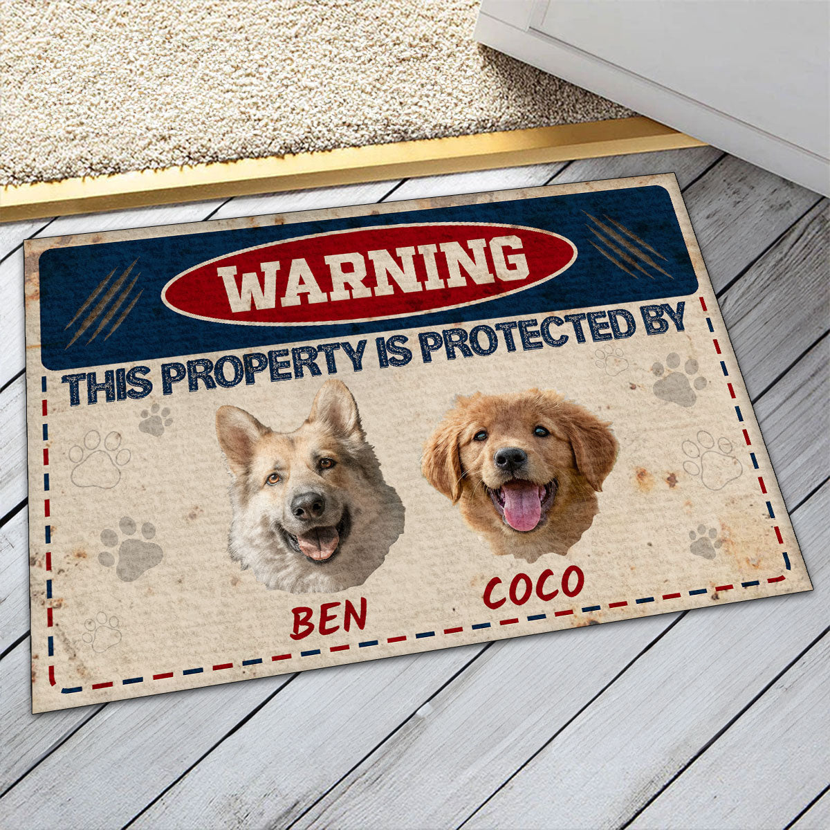 Warning This Property Is Protected - Personalized Doormat GDMJS10091