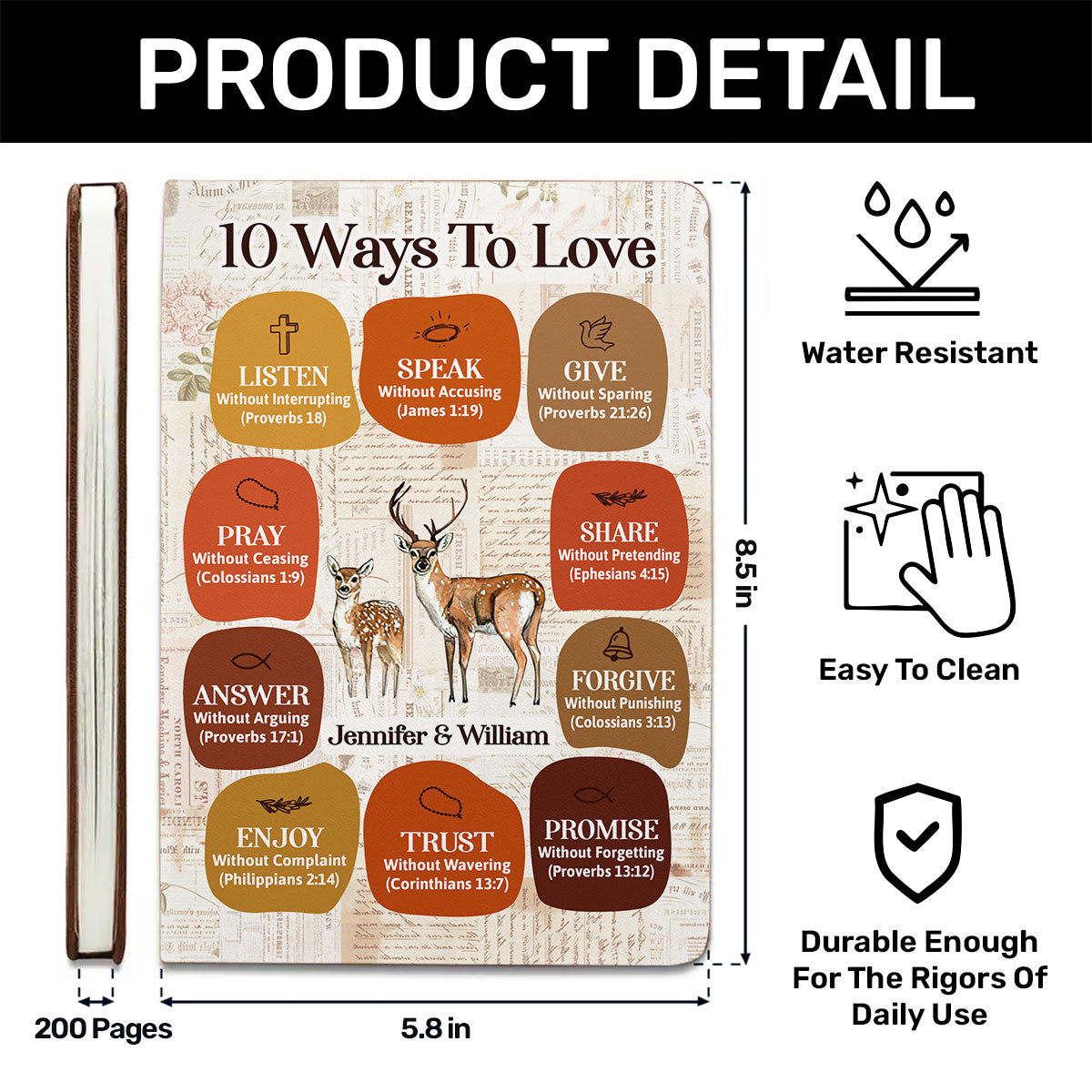 10 Ways To Love - Personalized Leather Notebook GMJSNB200121