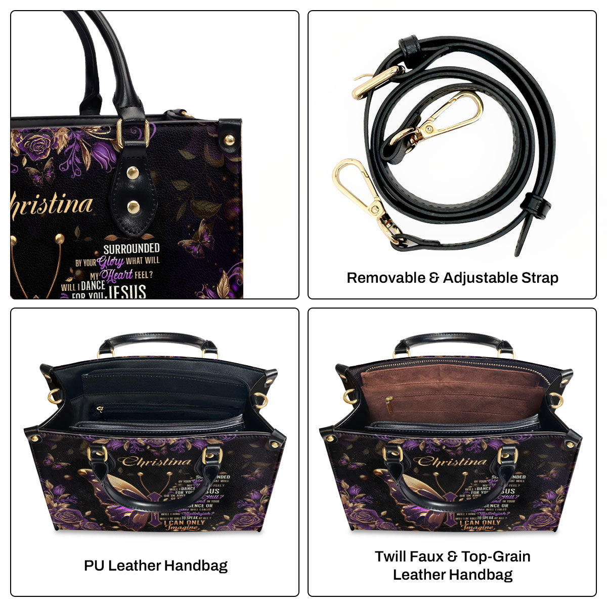 Inspirational Quote - Personalized Leather Handbag with Zipper GMJSLB200019