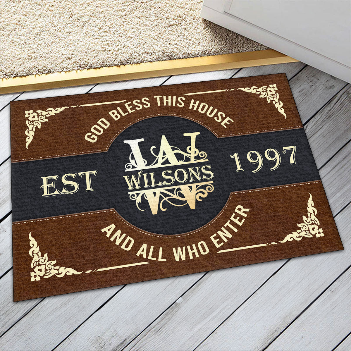 God Bless This House - Personalized Doormat - Christian Home Decor GDMJS10094