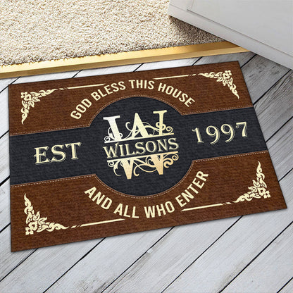 God Bless This House - Personalized Doormat - Christian Home Decor GDMJS10094