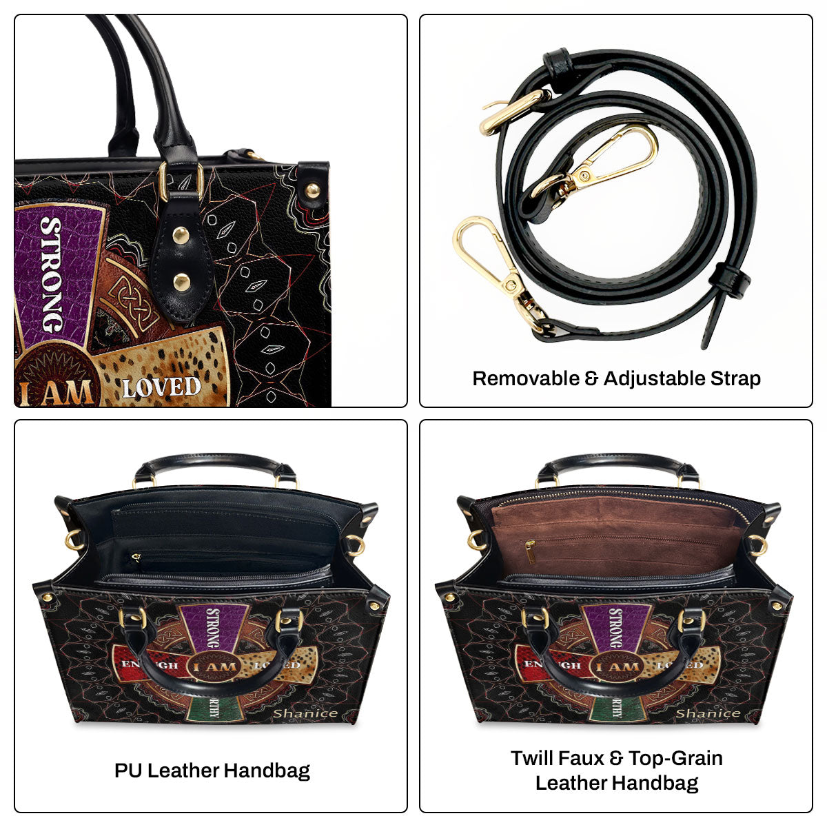 I Am Strong Loved - Personalized Leather Handbag - Gift for Women GMJSLB200014
