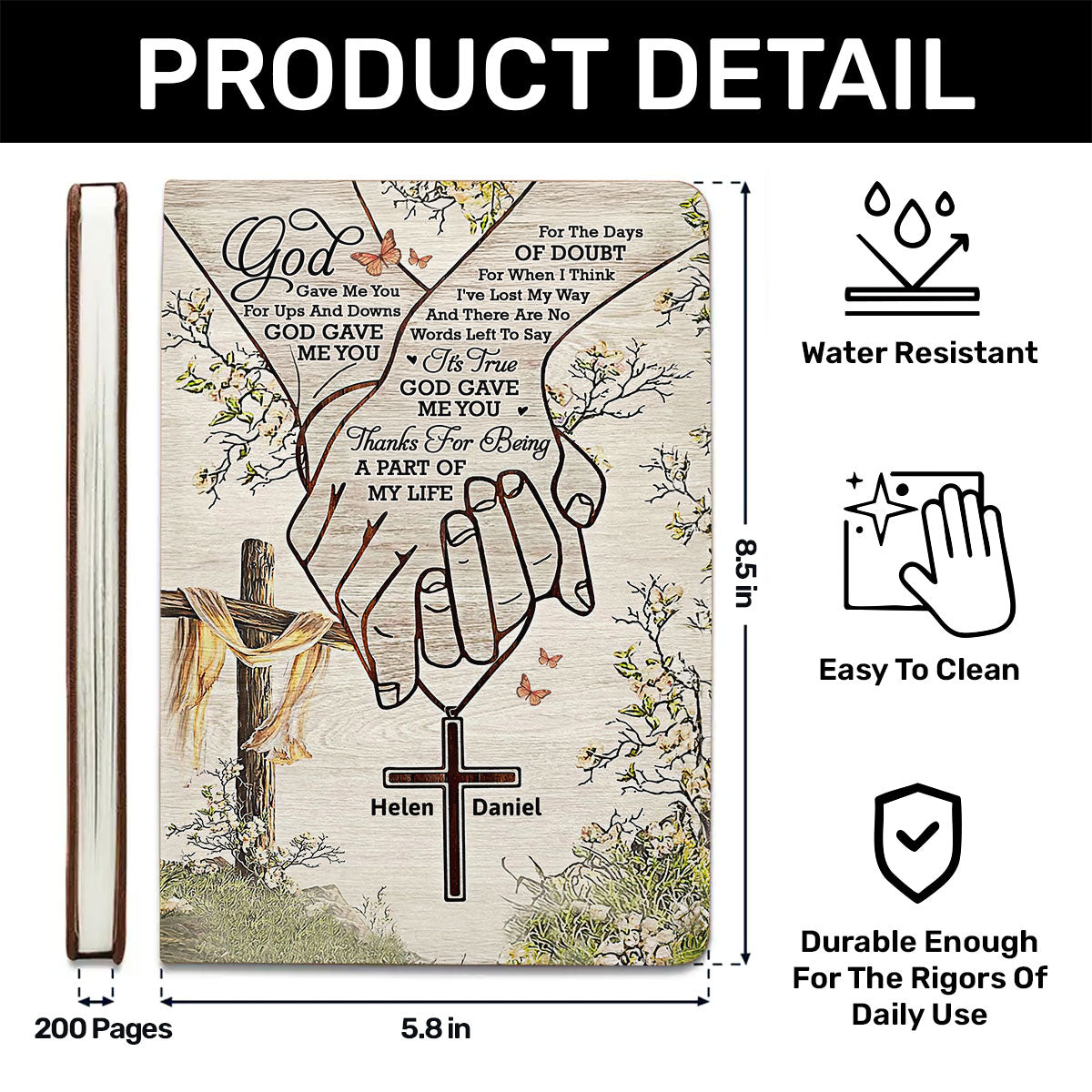 God Gave Me You - Personalized Leather Notebook GMJSNB200120