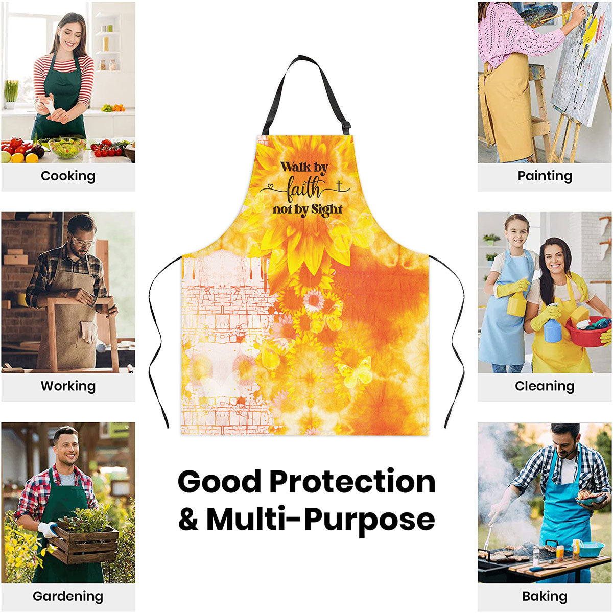 Walk by Faith Not by Sight - Sunflower Apron Christian Inspirational