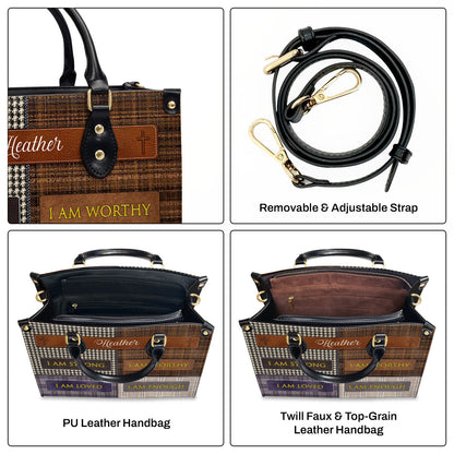 I Am Worthy - Personalized Leather Handbag GMJSLB200015