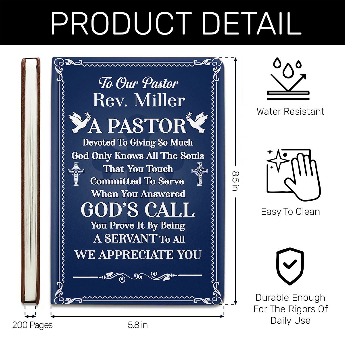 Faithful Christian Keepsake - Personalized Leather Cover Notebook GMJSNB200049