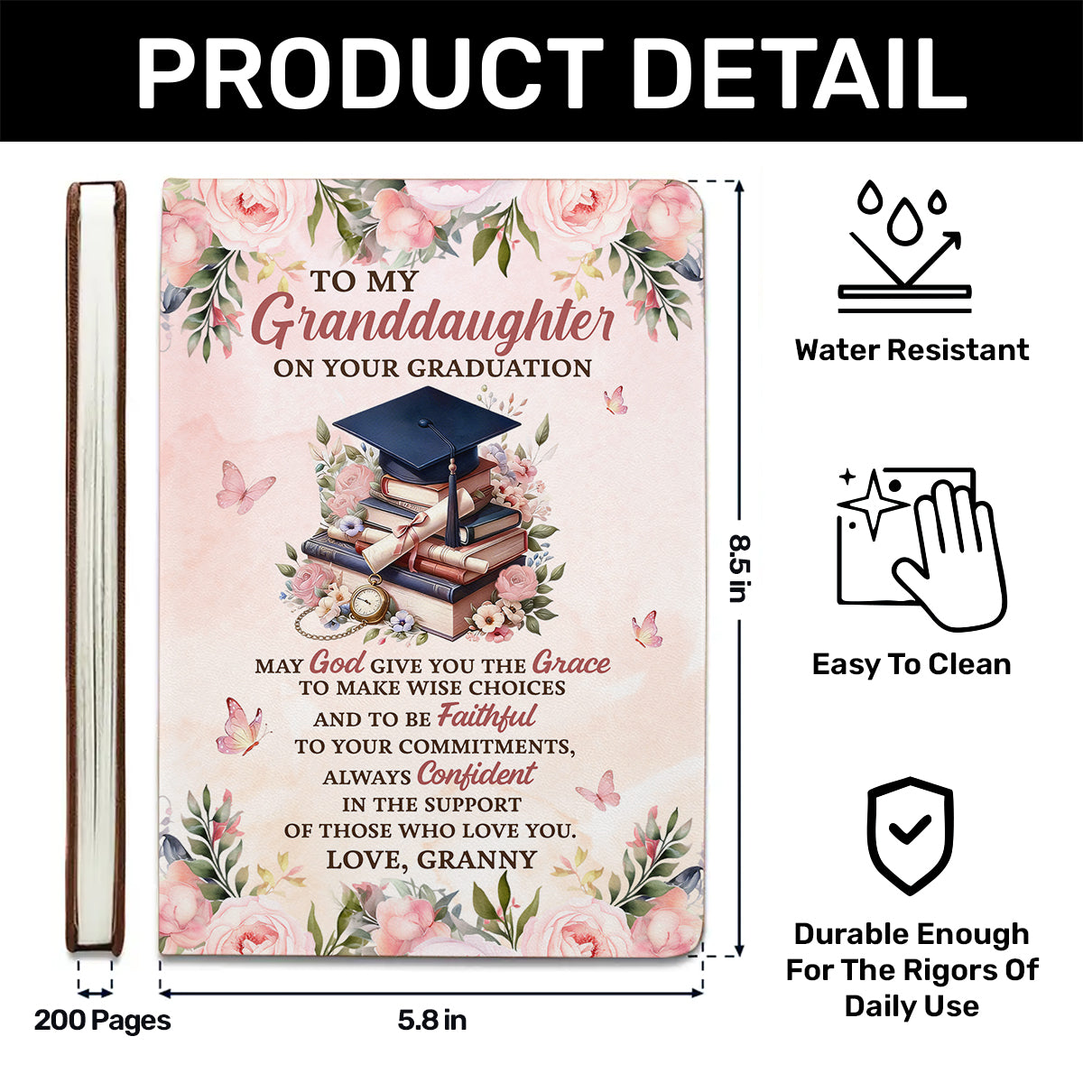 May God Give You The Grace - Personalized Leather Notebook GMJSNB200016