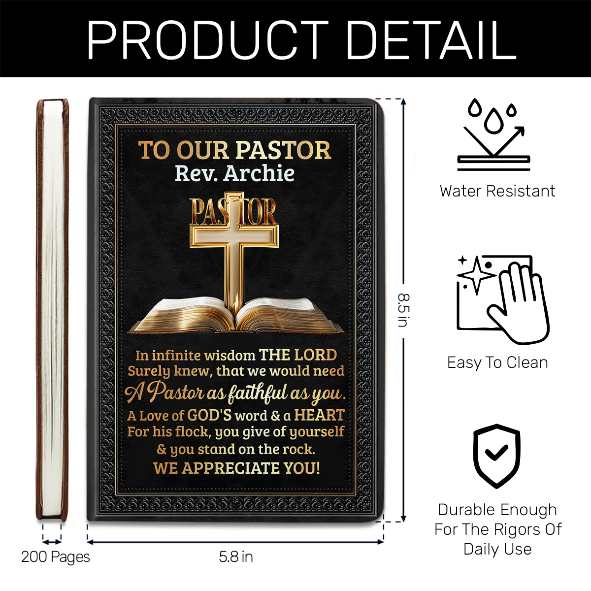 To Our Pastor - Personalized Leather Cover Notebook GMJSNB200041