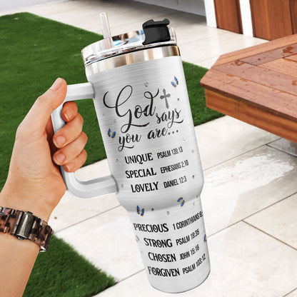 God Says You Are Unique - Personalized Tumbler