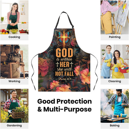 God Is Within Her - Faith Floral Kitchen Apron