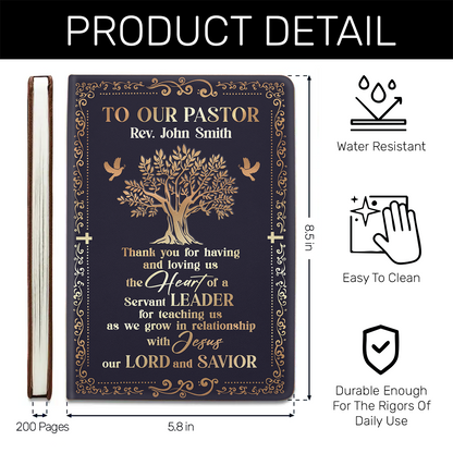 Faith-Inspired Gift for Pastor - Personalized Leather Cover Notebook GMJSNB200042