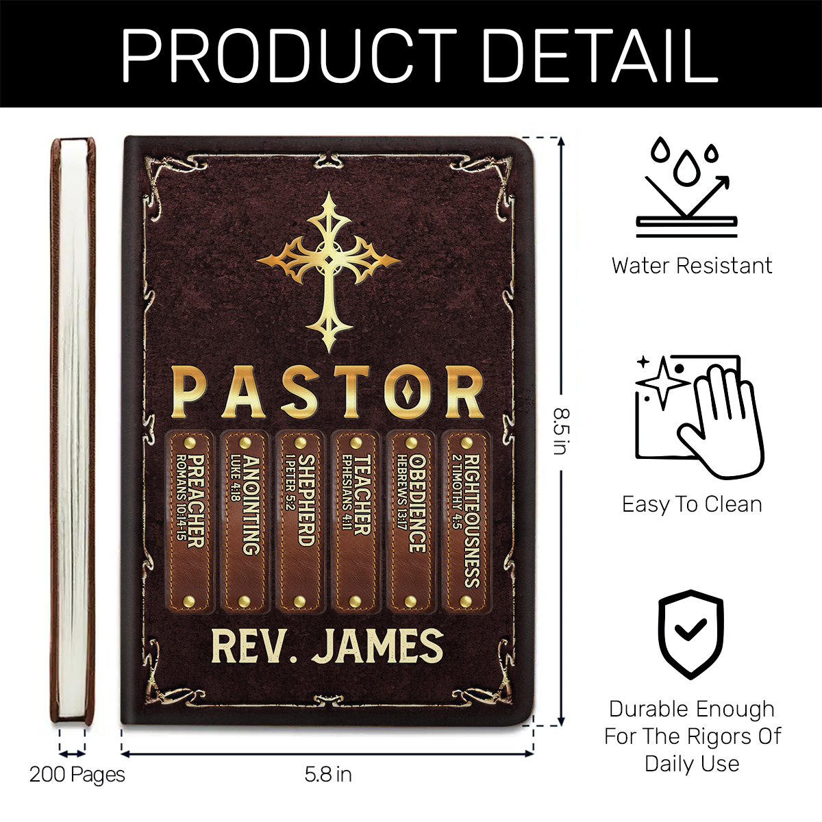 My Preacher, Teacher, & Shepherd - Personalized Leather Cover Notebook GMJSNB200043