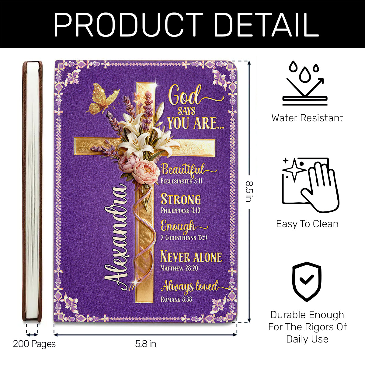 God Says You Are - Personalized Leather Cover Notebook GMJSNB200036