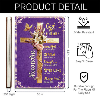 God Says You Are - Personalized Leather Cover Notebook GMJSNB200036