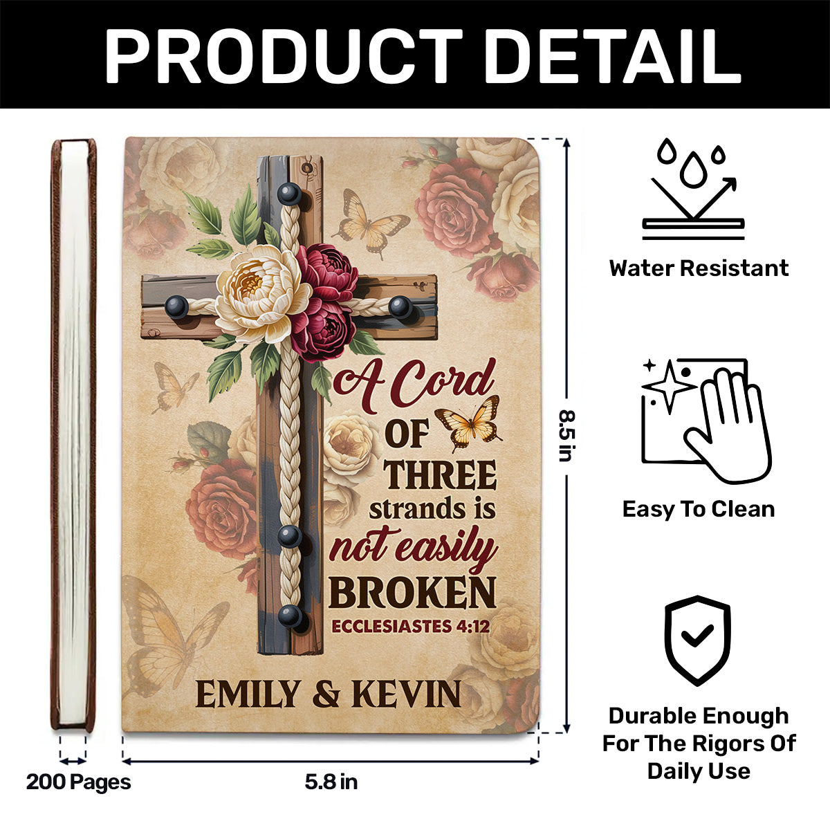 A Cord Of Three Strands - Personalized Leather Notebook GMJSNB200080