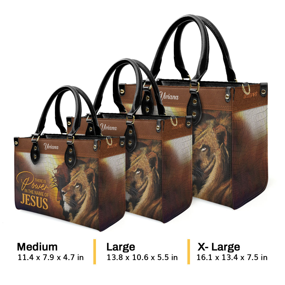 There Is Power In The Name Of Jesus - Personalized Leather Handbag GMJSLB200097