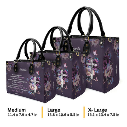 No Weapon Formed Against You Shall Prosper - Personalized Leather Handbag GMJSLB200085