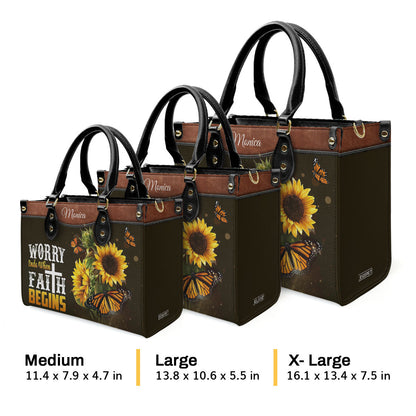 Faith-Inspired - Personalized Leather Handbag Butterfly Design GMJSLB200094