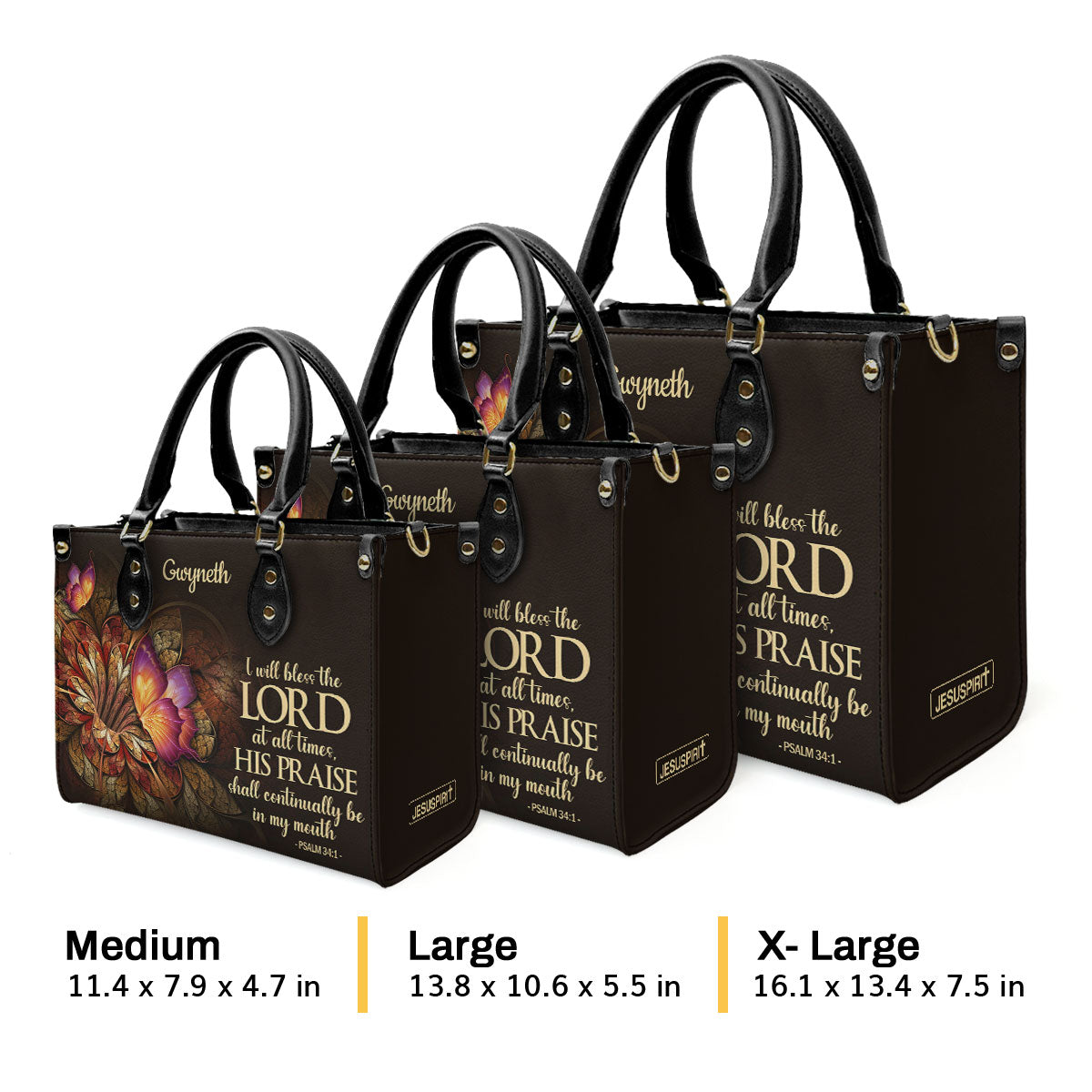 I Will Bless The Lord At All Times - Personalized Leather Handbag GMJSLB200087