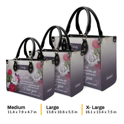 Love Is A Gift From God - Personalized Leather Handbag GMJSLB200060