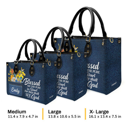 Blessed Are The Pure In Heart - Personalized Leather Handbag GMJSLB200069